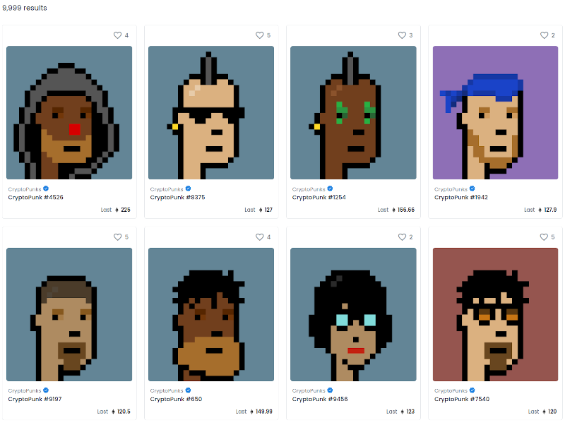 Cryptopunks on Opensea.io - last sold punks on 2021-08-31